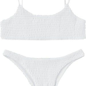 Women's Sexy Halter Shirred Bikini. SEXY WHITE CRINCLE BIKINI SIZE SM